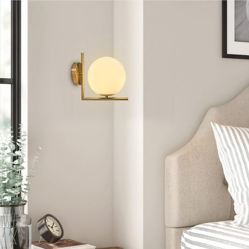 COPPER | Nordic Gold L-Shaped Glass Ball Wall Lamp
