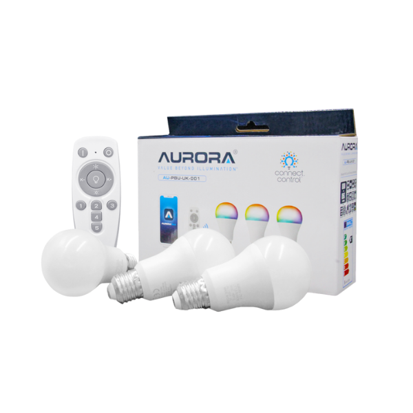 AOne | Plug N Play E27 LED RGB Smart Bulb Set Of 3 with Remote Controller
